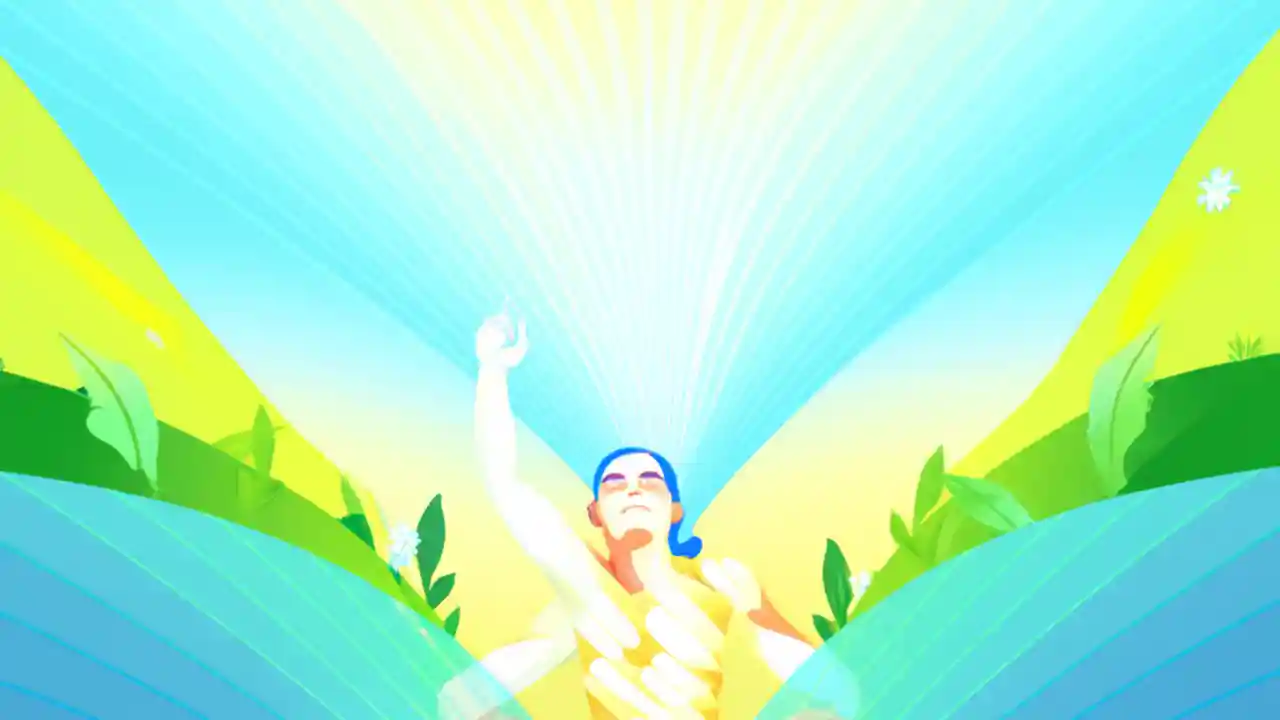 An abstract image symbolizing the importance of rest and recovery, showing a person in a calm, restorative pose surrounded by soft, glowing light and natural elements.